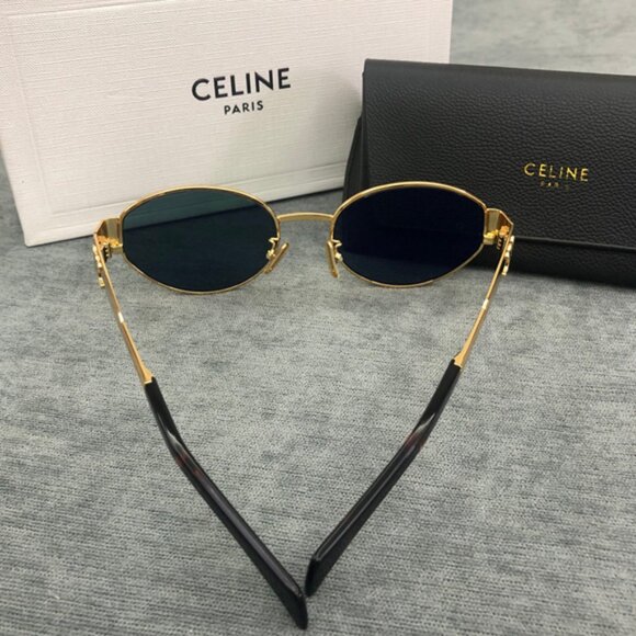 Celine Triomphe Gold Metal Oval Sunglasses - Picture 5 of 6